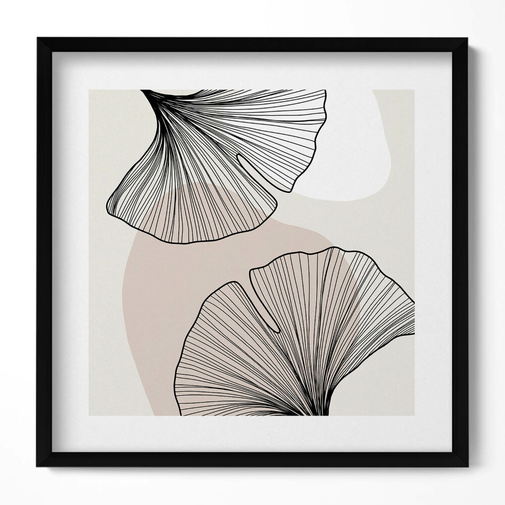 Tablou rama unic Frunze liniare de ginkgo în stil boho