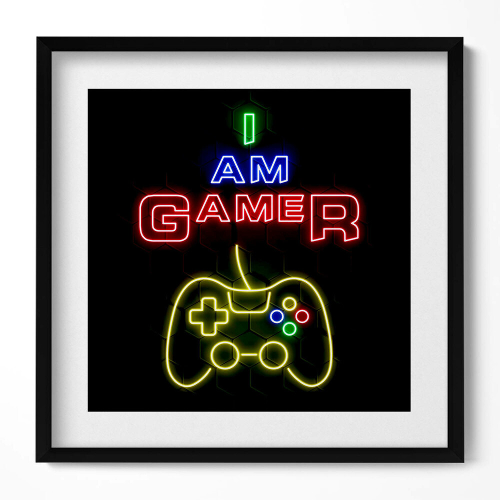 Tablou rama unic „Indicator neon pentru jucători «Sunt jucător»”