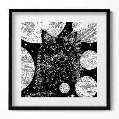 Tablou rama unic Pisica Neagră Magică și Spațiul