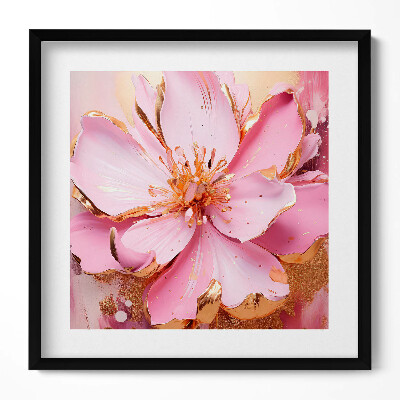 Tablou rama unic Floare pictată romantic în aur