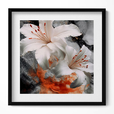 Tablou living cu rama unic Compoziție de fum și flori