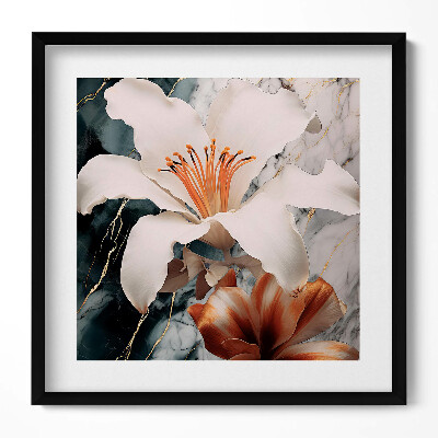 Tablou living cu rama unic Compoziție de marmură și flori