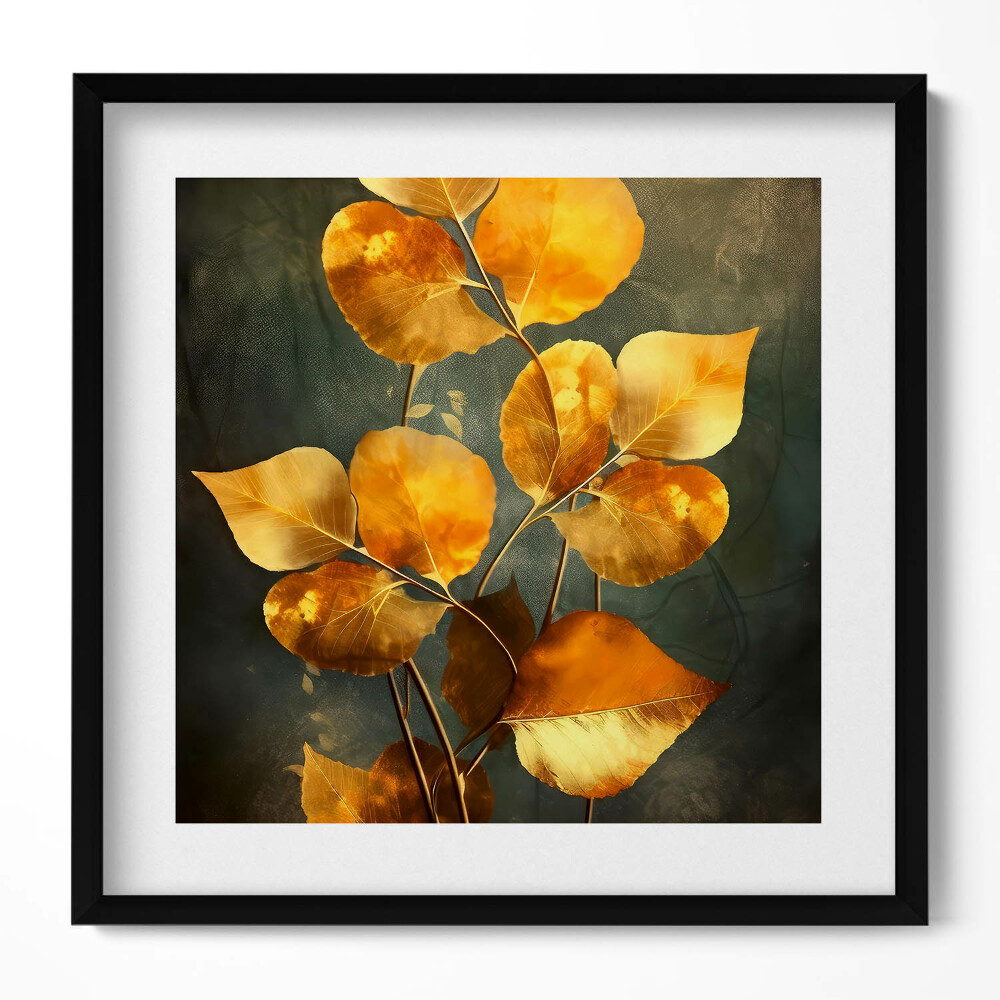 Tablou rama unic Frunze de aur glamour
