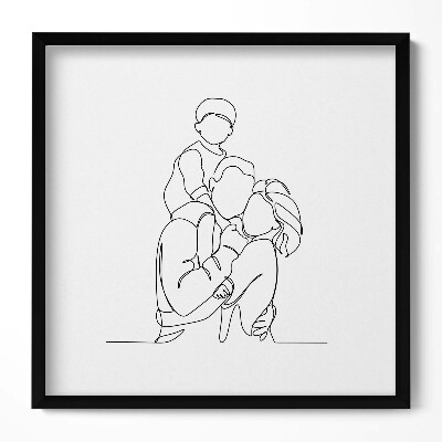 Tablou rama unic Artă liniară a unei familii fericite cu un copil