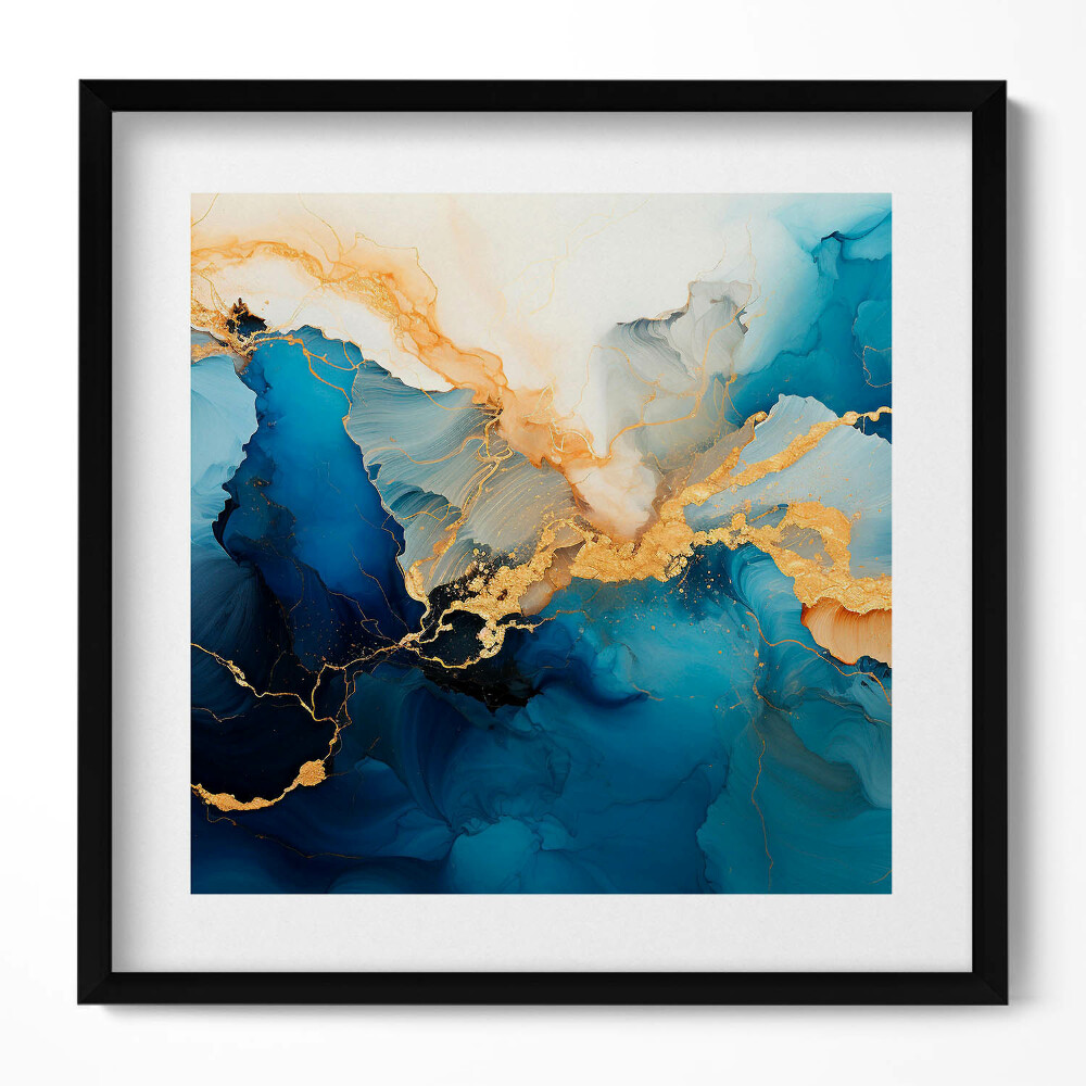 Tablou living cu rama unic Rezumat lichid cu aur