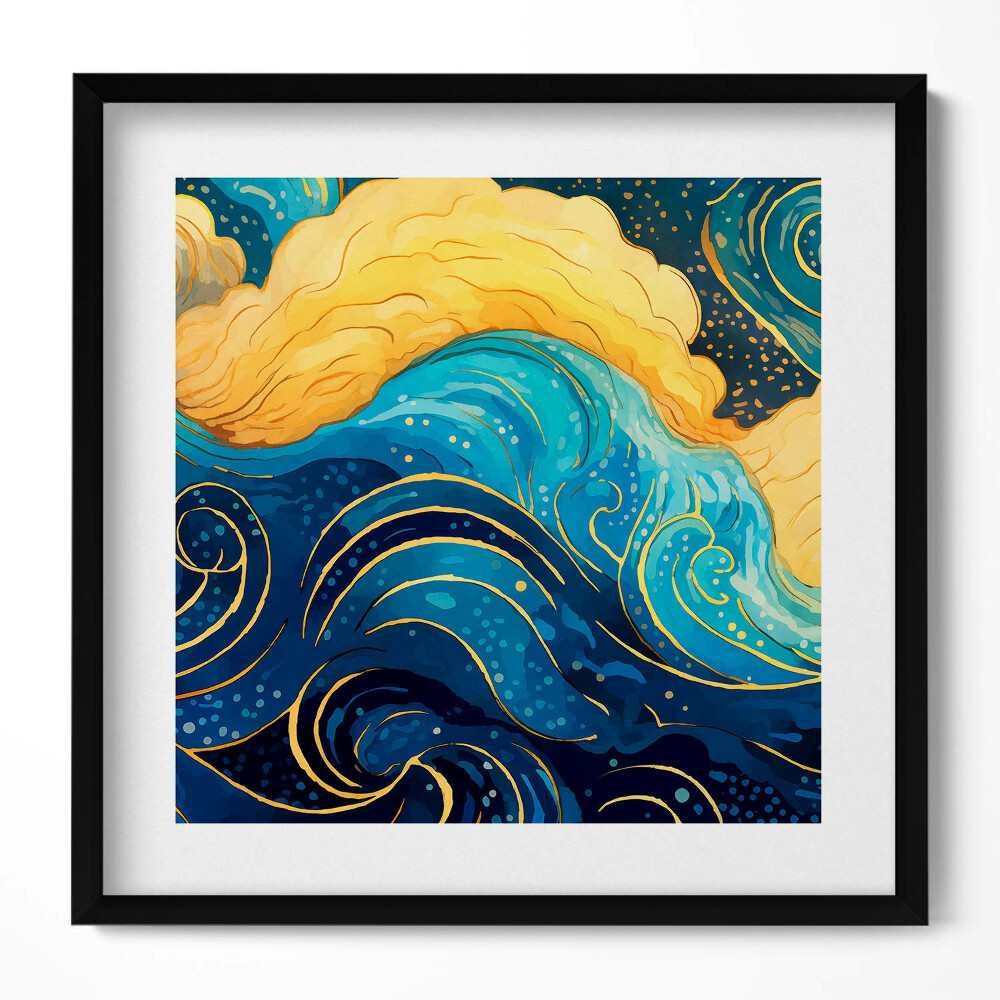 Tablou rama unic Abstractizare de nori cu aur