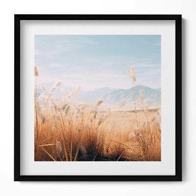 Tablou living cu rama unic Peisaj boho romantic cu iarbă și munți