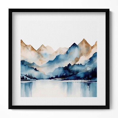 Tablou rama unic Peisaj în acuarelă cu munți și lacuri