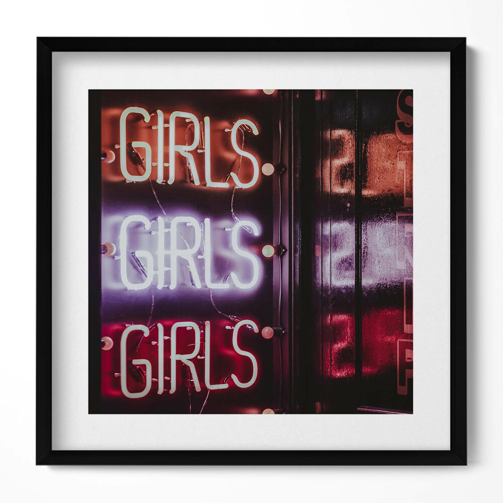 Tablou living cu rama unic „Fete neon strălucitoare”