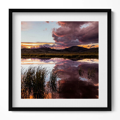 Tablou living cu rama unic Nori peste lac