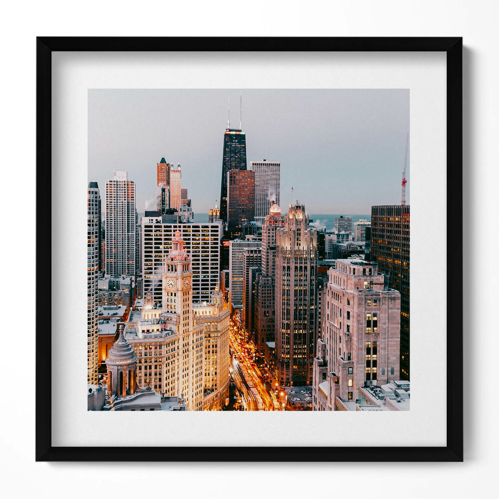 Tablou rama unic Panoramă a unui oraș mare seara