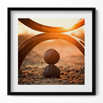Tablou rama unic Două bile de piatră pe plaja ZEN