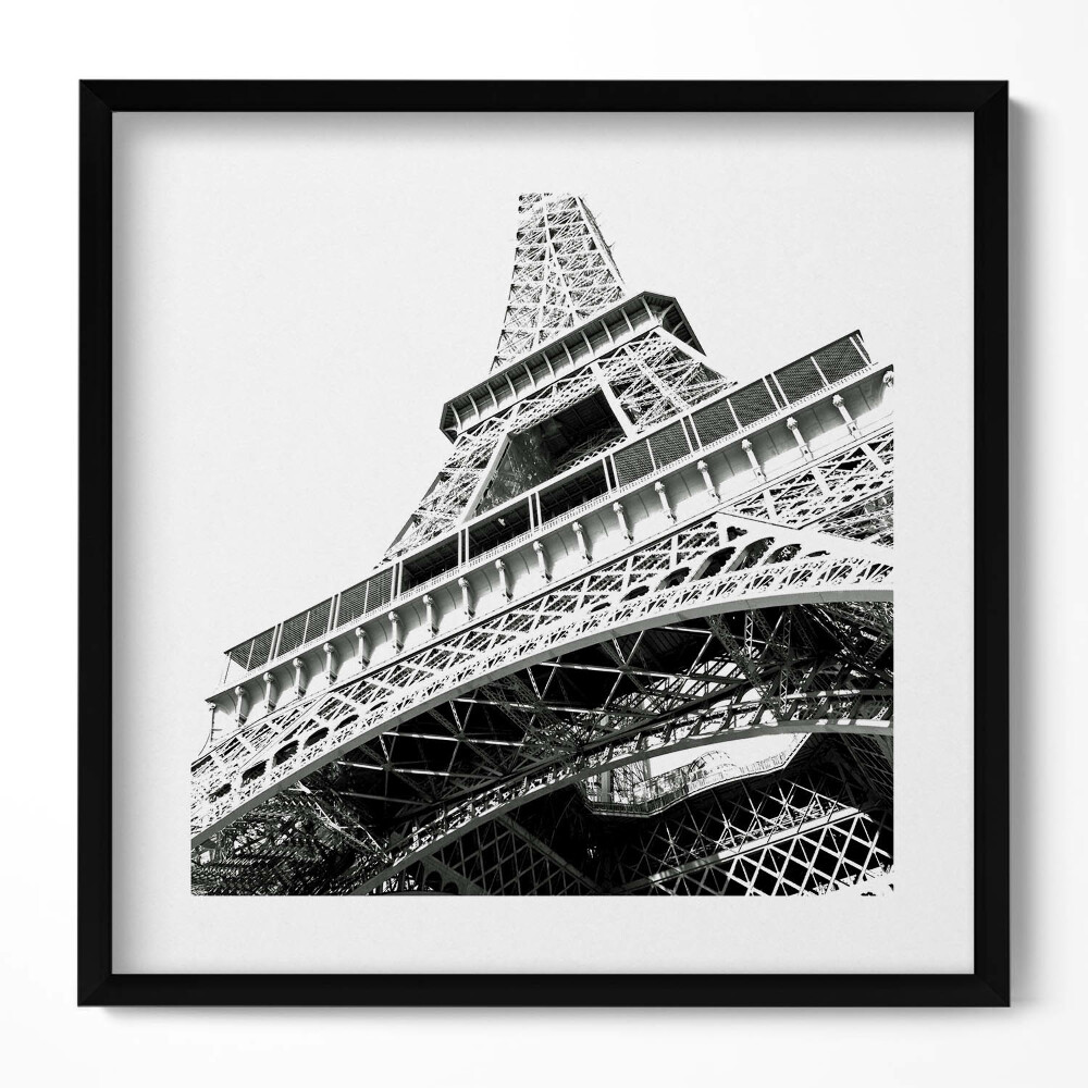 Tablou rama unic Turnul Eiffel alb-negru din Paris