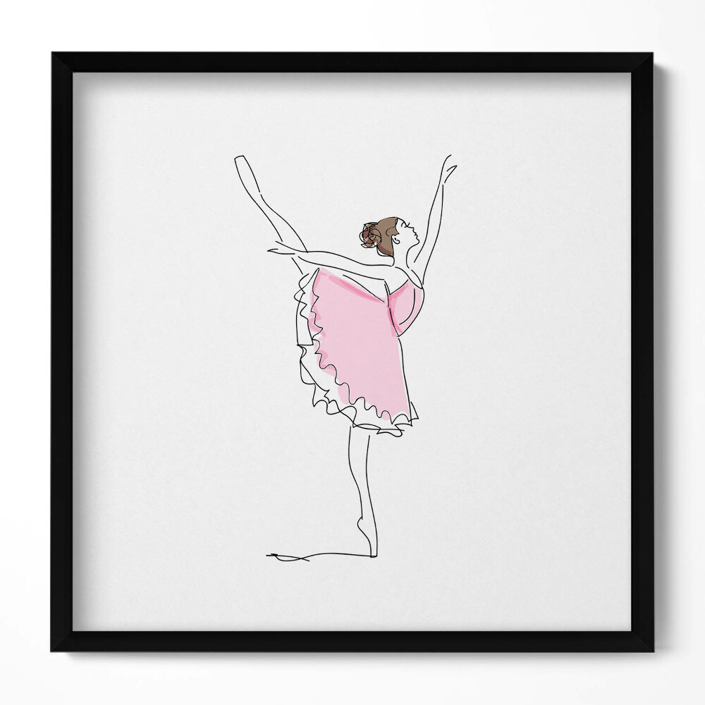 Tablou rama unic Artă liniară a unei balerine dansând