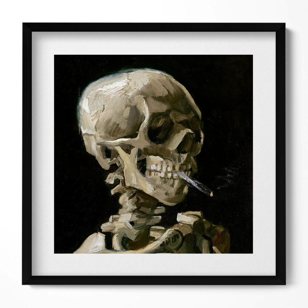 Tablou rama unic Pictură de craniu cu o țigară
