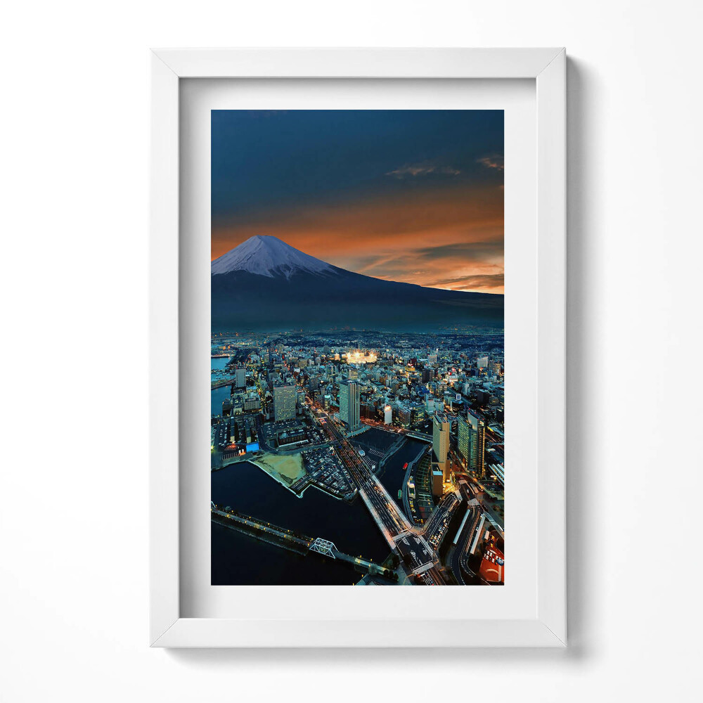 Tablou living cu rama decorativ Vedere a orașului Tokyo și a Muntelui Fuji