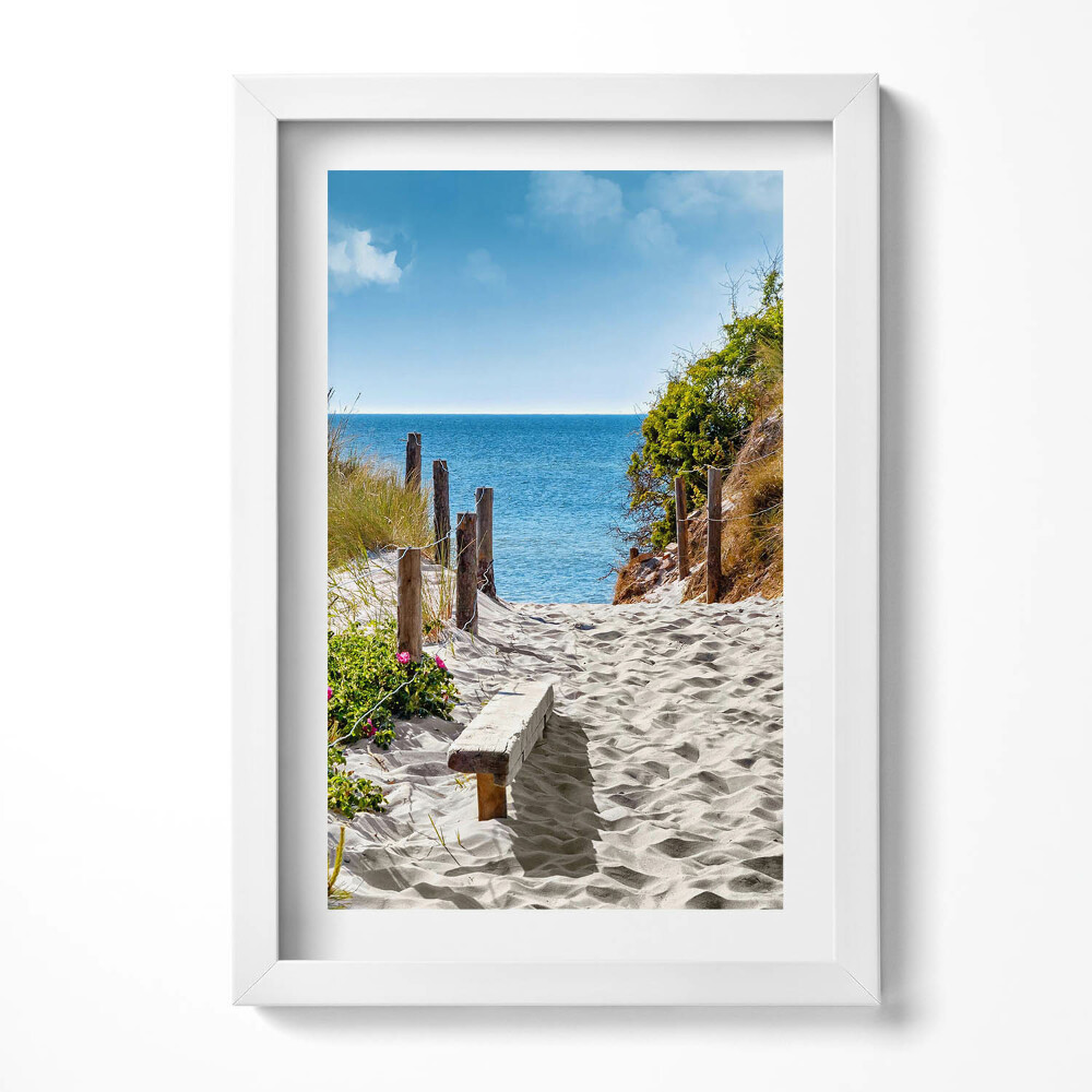 Tablou rama decorativ Drum nisipos spre plajă și mare