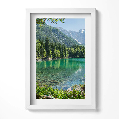 Tablou living cu rama decorativ Peisaj montan al unui lac în pădure