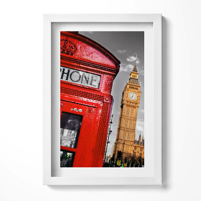 Tablou living cu rama decorativ Cabină telefonică și Big Ben - Anglia