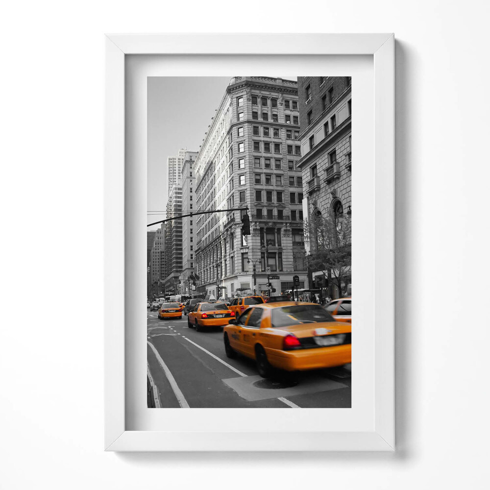 Tablou living cu rama decorativ Traficul taxiurilor pe bulevardul Manhattan