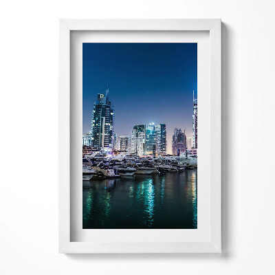 Tablou living cu rama decorativ Bărci în oraș noaptea