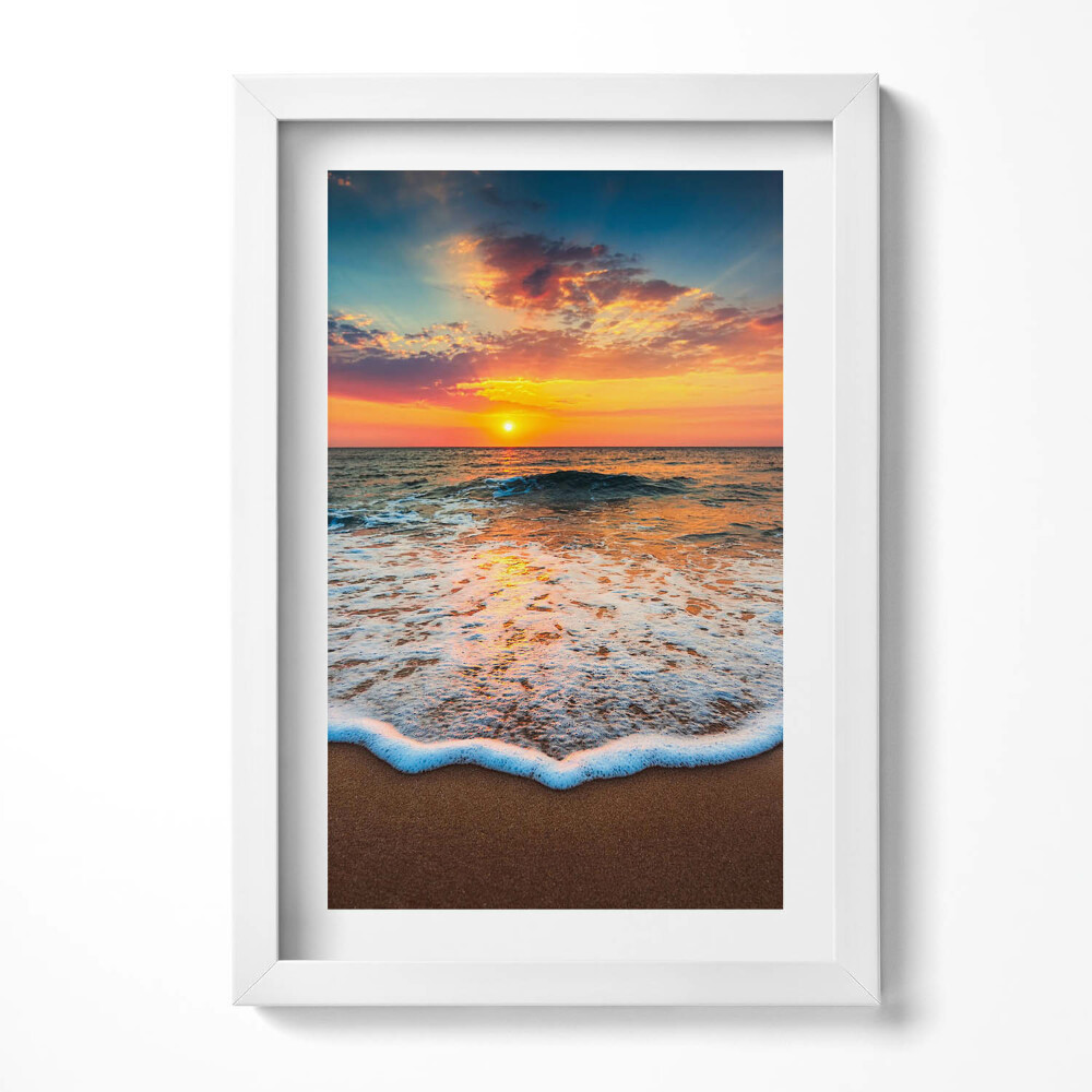 Tablou living cu rama decorativ Peisaj cu apusul soarelui peste mare