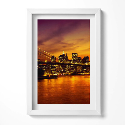 Tablou rama decorativ Vedere de seară a podului Brooklyn