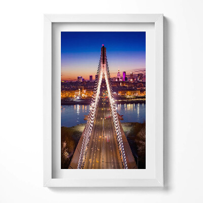 Tablou living cu rama decorativ Podul și orașul seara