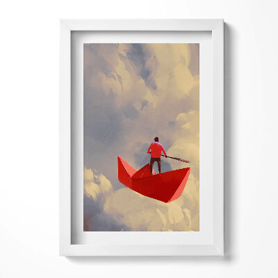 Tablou living cu rama decorativ Călătorind pe nave de hârtie