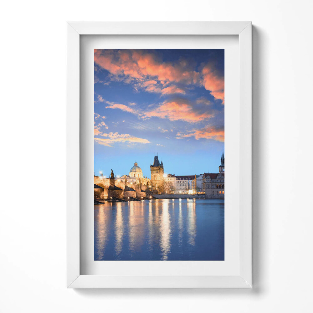 Tablou living cu rama decorativ Peisaj urban seara