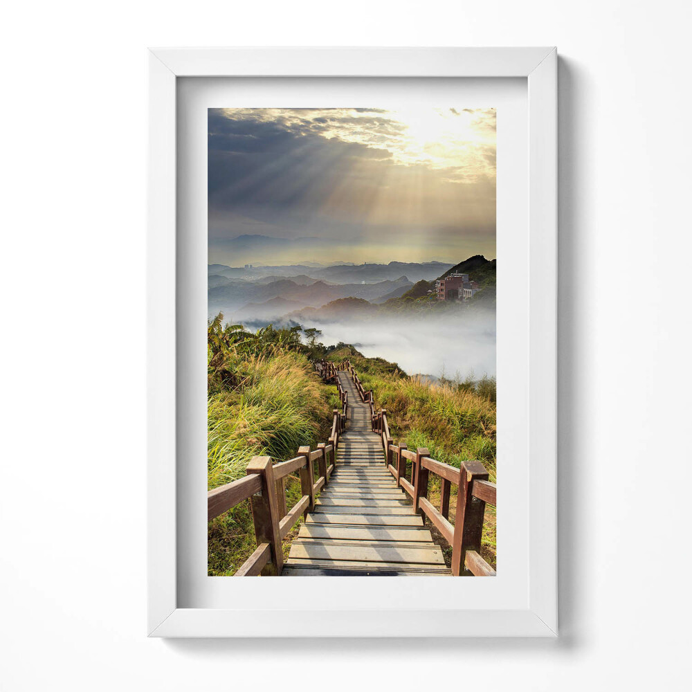 Tablou living cu rama decorativ Vedere a scărilor din munți