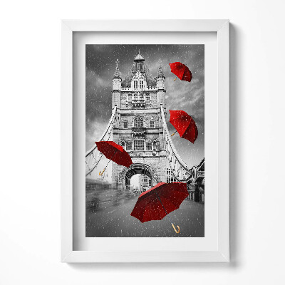 Tablou rama decorativ Umbrele roșii pe Podul Londrei