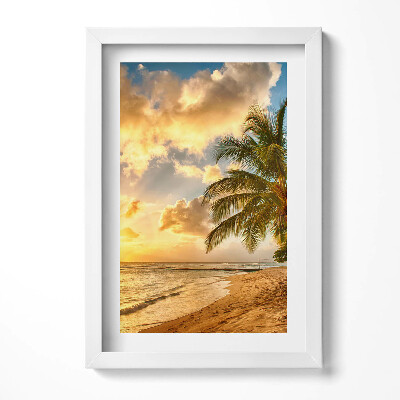 Tablou rama decorativ Palm Beach și mare la apus