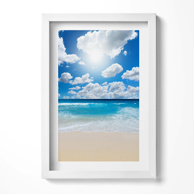 Tablou living cu rama decorativ Plajă, mare și orizont