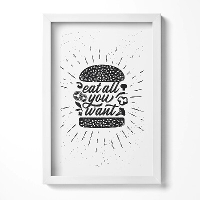 Tablou rama decorativ Mănâncă cât vrei - inscripție pentru bucătărie