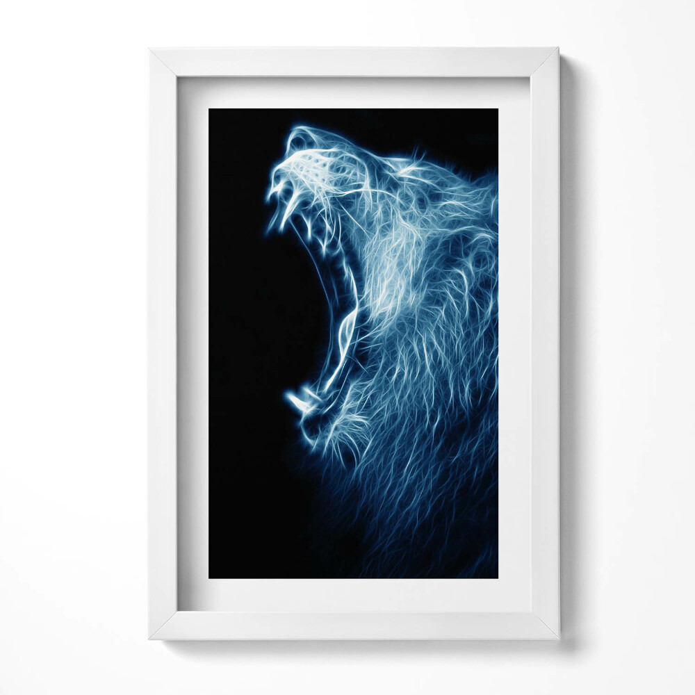 Tablou living cu rama decorativ Limbajul corpului leului sălbatic