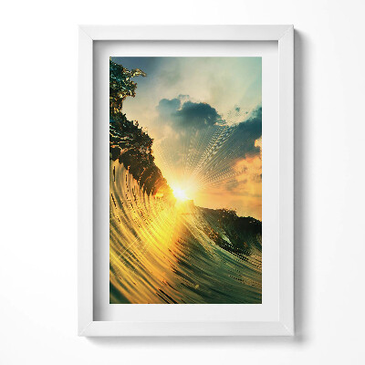 Tablou rama decorativ Valul mării și apusul soarelui