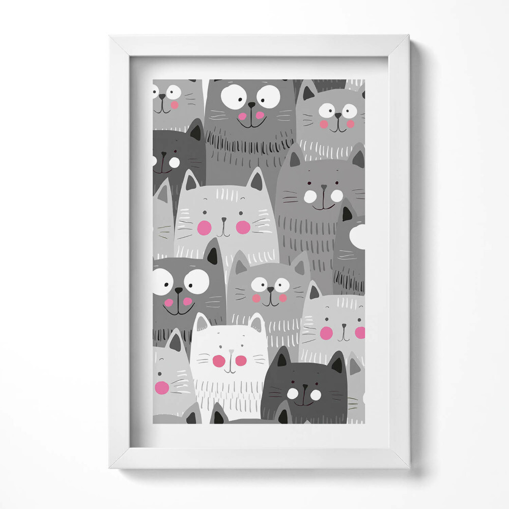 Tablou living cu rama decorativ Model cu pisici