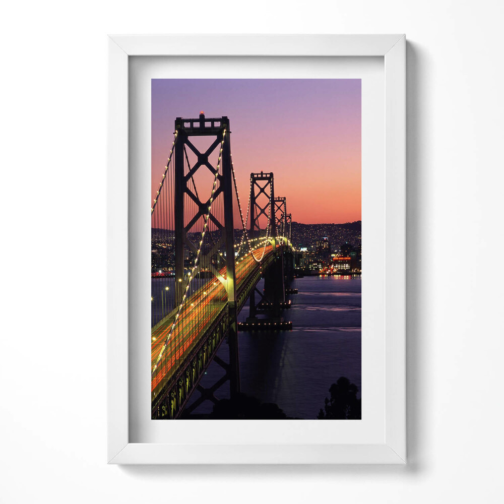 Tablou rama decorativ Podul și apusul de soare din San Francisco