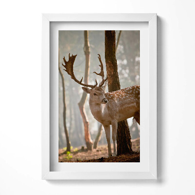 Tablou rama decorativ Cerbi în strălucirea soarelui care răsare