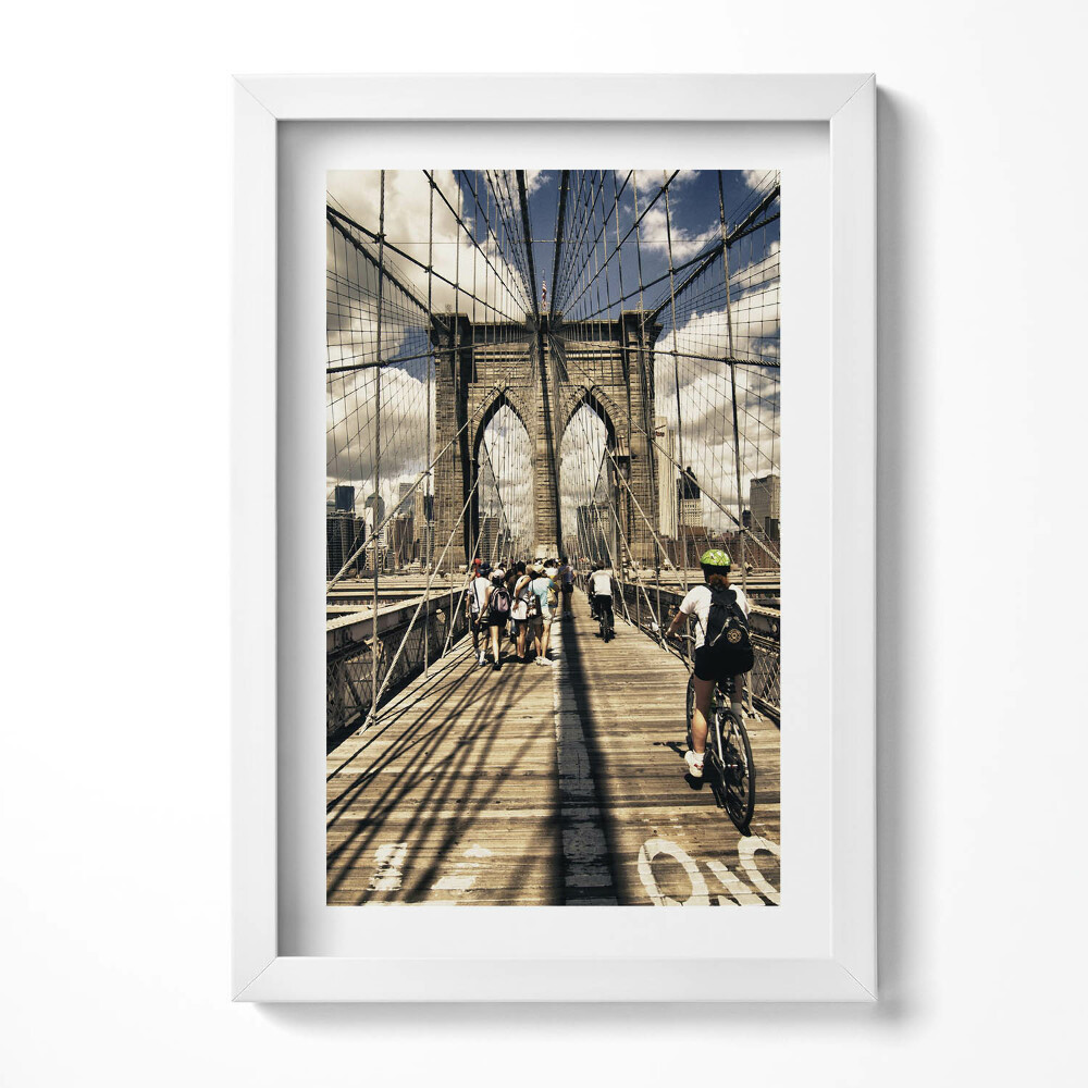 Tablou living cu rama decorativ Vedere a podului Brooklyn, New York