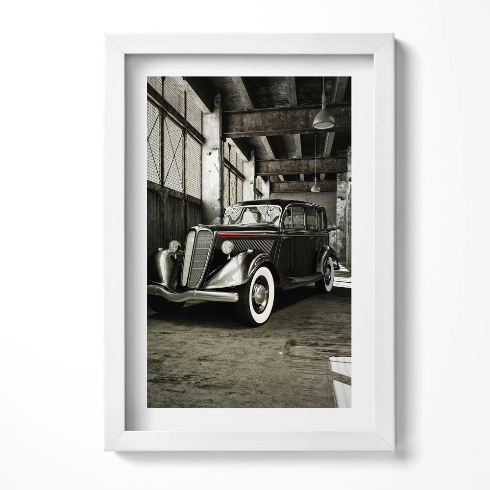 Tablou rama decorativ Mașină clasică într-o fabrică veche