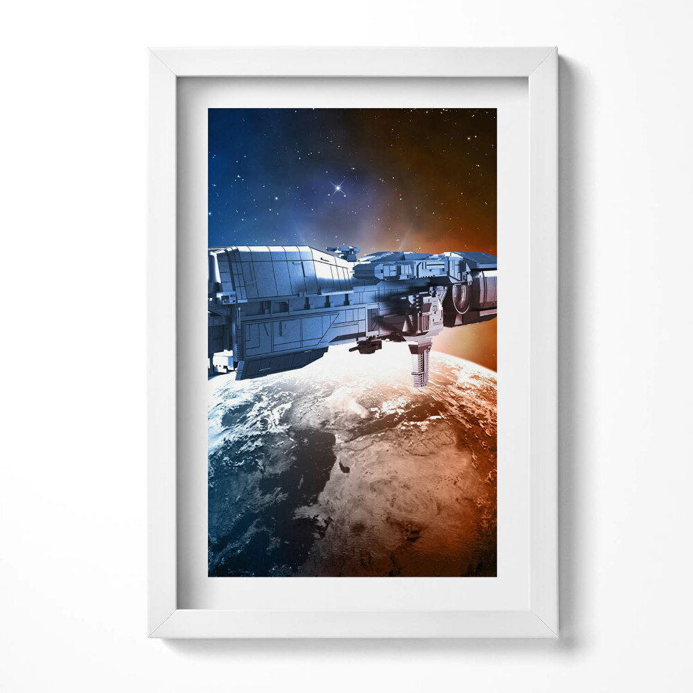 Tablou living cu rama decorativ Nava spațială