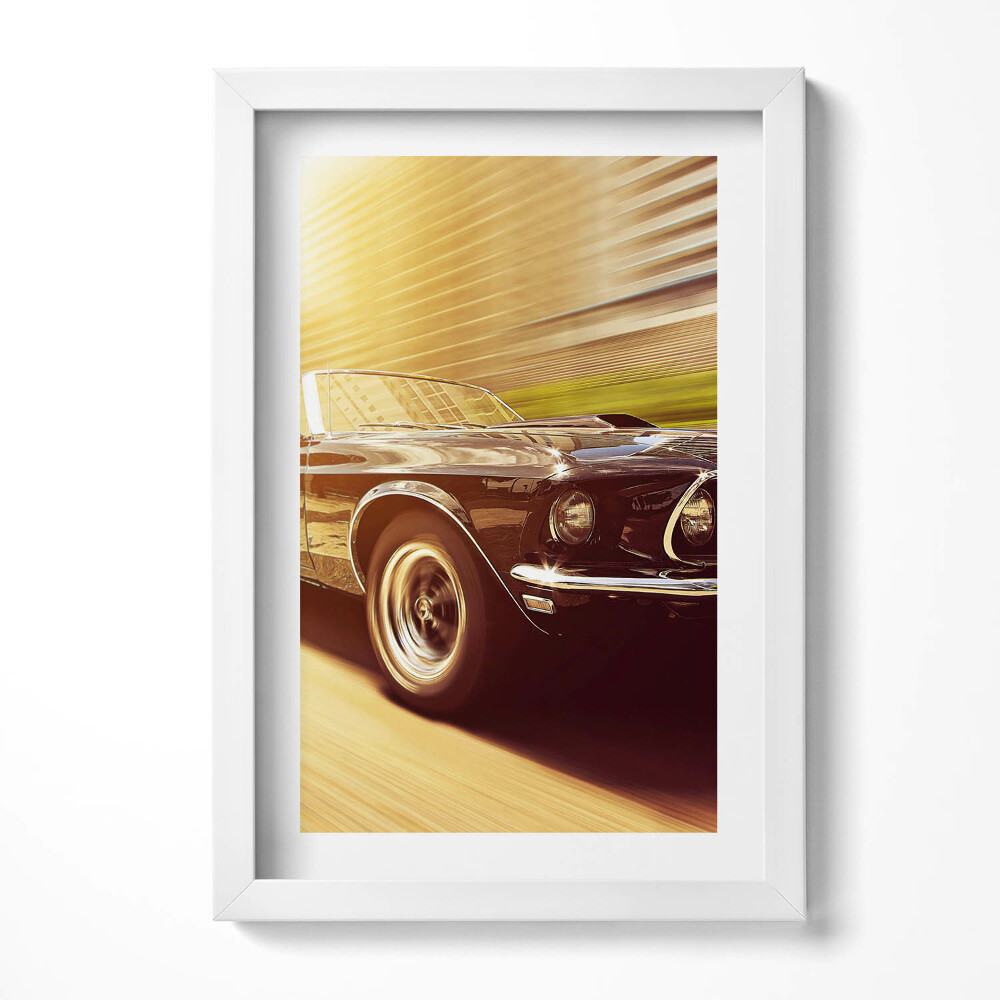 Tablou living cu rama decorativ Mașină clasică pe șosea
