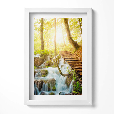 Tablou rama decorativ Pârâu și scări în pădure