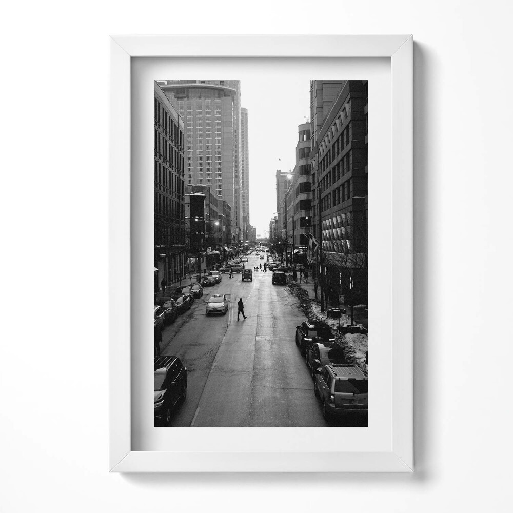 Tablou living cu rama decorativ Străzile alb-negre din Chicago