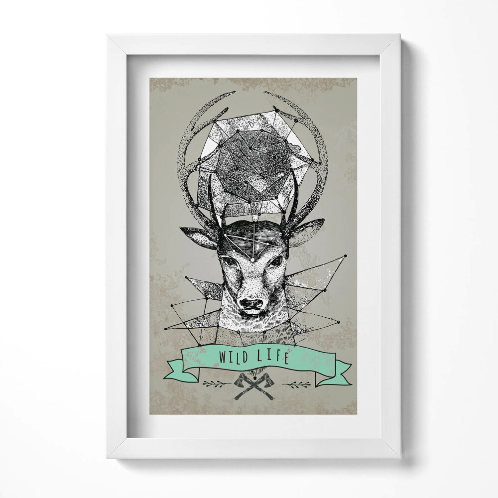 Tablou living cu rama decorativ Cap de cerb