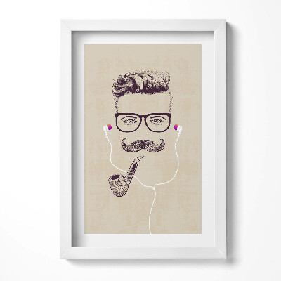 Tablou living cu rama decorativ Bărbat cu pipă și căști