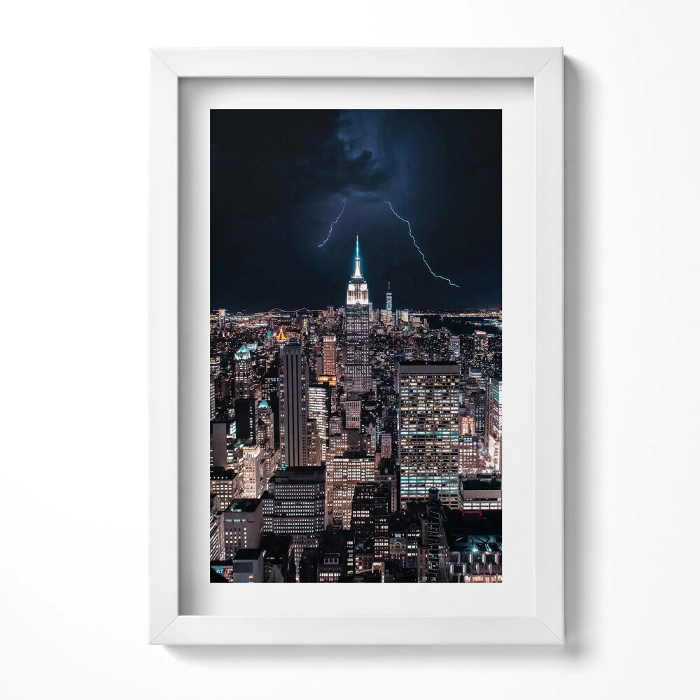 Tablou living cu rama decorativ Zgârie-nori din New York noaptea