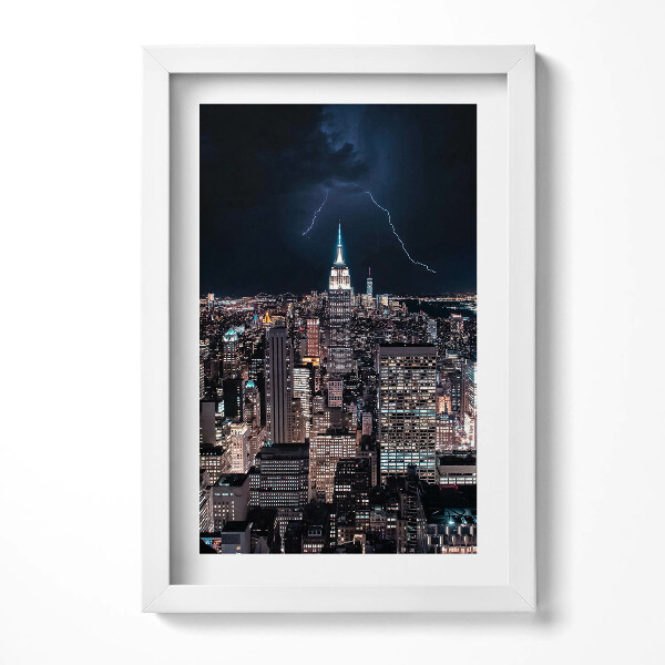 Tablou living cu rama decorativ Zgârie-nori din New York noaptea